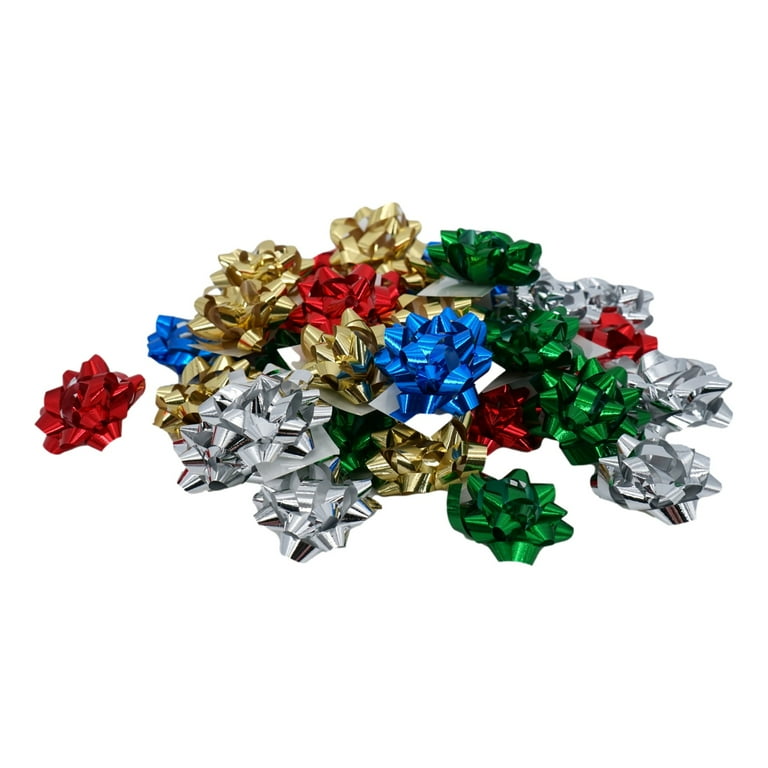 Mini Christmas Gift Bow Assortment 36 Ct 1.5 inch Red Green Gold Silver Blue Metallic Foil Self Adhesive Small Holiday Gift Wrap Ribbon Bows For Christmas Hanukkah Birthday Presents Walmart