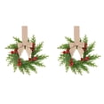 thumbnail image 1 of Mini Christmas Kitchen Cabinet Wreath, Pine Berries Snowy | Small Xmas Artificial Garland Decoration, Faux Norfolk Pine with Red Ribbon, Festival Home Table Centerpiece Front Door Decor, 1 of 5
