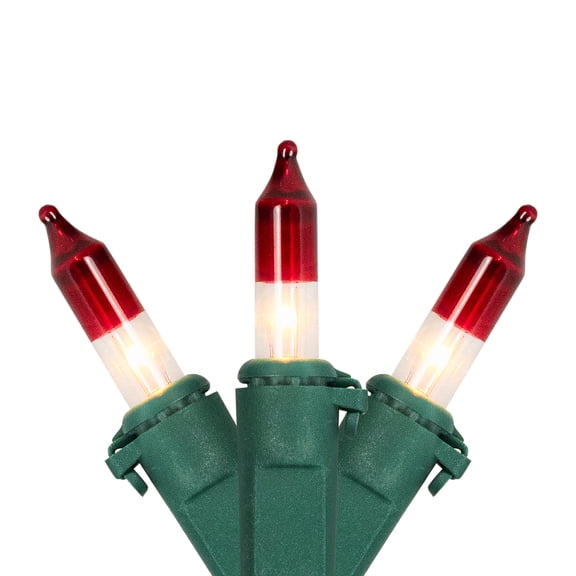 Northlight Mini Christmas Light Set - Clear with Red Tips - 20.25' Green Wire - 100ct