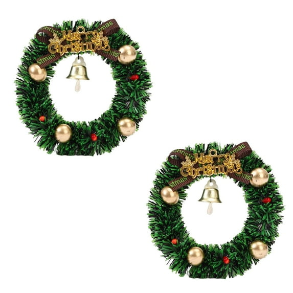 Mini Christmas Magnetic Garland – 2pcs Multicolor Holiday Wreath Magnets with Bells & Stars, Festive Refrigerator, Office & Home Decoration Ornaments