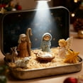 thumbnail image 1 of Mini Christmas Nativity Scene Set in A Tin Box, 3D Holy Family & Baby Jesus Figurines, Portable Nativity Scene Decoration Set with Resin Holy Family Sheep and Jesus Figurines, 1 of 4
