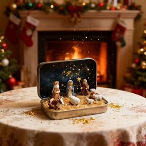 Mini Christmas Nativity Set In Tin Box Mini Holy Family Figurines Religious Christmas Decor Gift For Family
