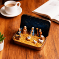 thumbnail image 1 of Mini Christmas Nativity Set in A Tin Box, Handcrafted Pocket Bethlehem Scene,Carry The Story of Christmas with Resin Holy Family Sheep and Jesus Figurines for Friends（A）, 1 of 10