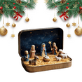 thumbnail image 1 of Mini Christmas Nativity Set in a Tin Box, Handcrafted Pocket Bethlehem Scene, Portable Holy Family Display, Small Religious Ornament, for Desk, Shelf, Office, Travel Decor, Christmas Gifts(1pc), 1 of 10
