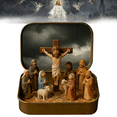 thumbnail image 1 of Mini Christmas Nativity Set in a Tin Box, Handcrafted Pocket Bethlehem Scene, Portable Holy Family Display, Small Religious Ornament, for Desk, Shelf, Office, or Travel Decor(1PCS), 1 of 10