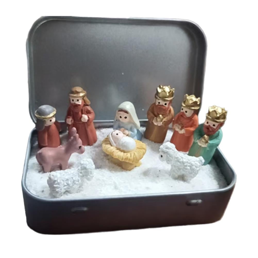 Mini Weihnachtskrippe In Blechdose – Handgefertigt, Für Nachttisch, Regal Oder Als Geschenk