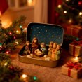 thumbnail image 1 of Mini Christmas Nativity Set in Tin Box with Holy Family Figurines Religious Holiday Decor Portable Pocket Nativity Scene for Home Office Desk Shelf Tabletop Display Gift for Family Teachers, 1 of 6