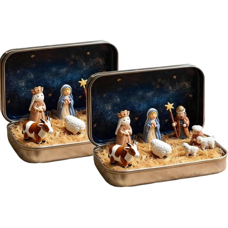 Kids Nativity Play Set with Light,17 PCS Christmas Religious Toys Small ...
