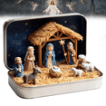 thumbnail image 1 of Mini Christmas Nativity Set in a Tin Box – Portable Mini Nativity Set with Resin Nativity Sets & Figures, Pocket-Size Holy Family Scene for Easter Home Décor or Travel (1PCS), 1 of 9