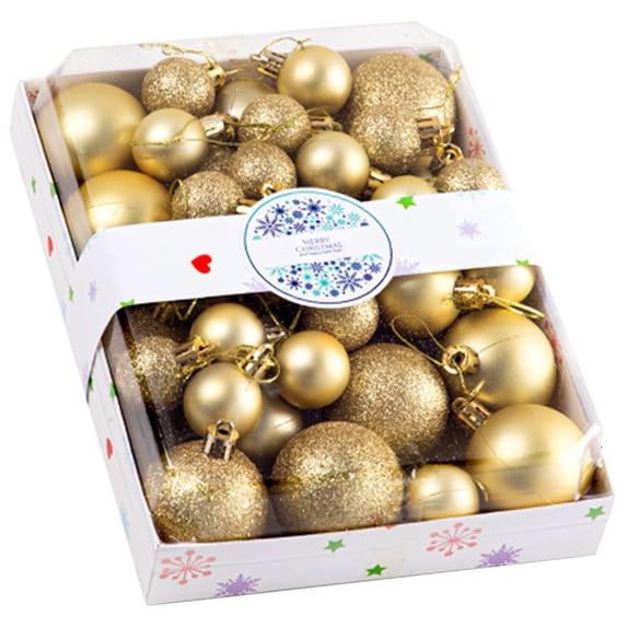 Mini Christmas Ornaments Gold Hanging Bulbs, 2.5 Inch Holiday Tree Decor for Mini Trees and Seasonal Home Displays