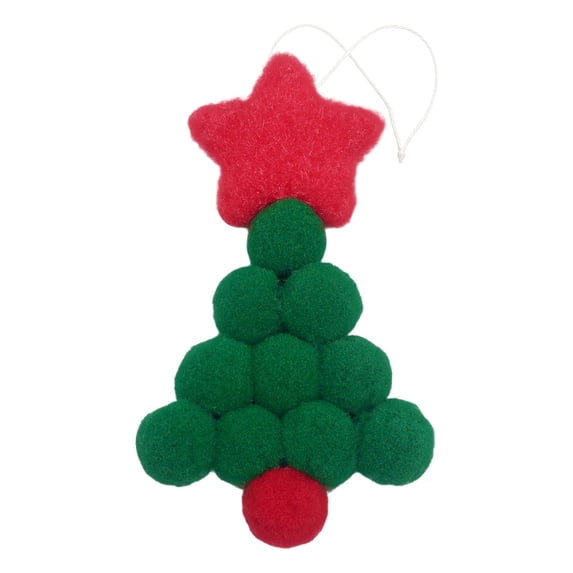 Mini Christmas Ornaments, Star and Mini Ball Xmas Tree Hanging Decorations, Reusable & Sturdy Polyester Cute Holiday Pendants for Christmas Window Wreath Home Decor, 4.5 Inch