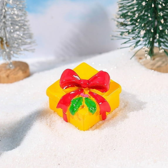 Mini Christmas Presents for Crafts, Mini Christmas Crafts Supplies, Colored Resin Gift Boxes Miniature Christmas Presents Ornaments for Christmas Tree Decoration DIY Crafts B/20pc