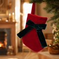 thumbnail image 1 of Mini Christmas Stocking Ornaments Small Velvet Christmas Socks with Bow Xmas Tree Hanging Decor for Holiday Party Home Fireplace Mantel Decoration, Set of 1 Miniature Stocking, 7.5 X 5.1 In, 1 of 6