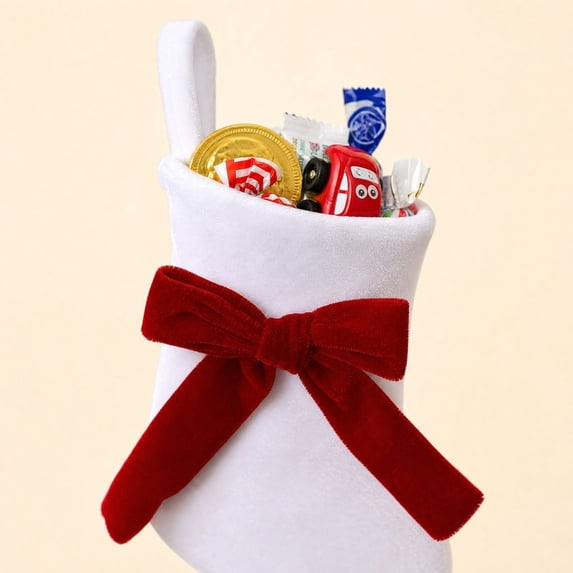 Mini Christmas Stocking Ornaments Small Velvet Christmas Socks with Bow Xmas Tree Hanging Decor for Holiday Party Home Fireplace Mantel Decoration, Set of 1 Miniature Stocking, 7.5 X 5.9 In
