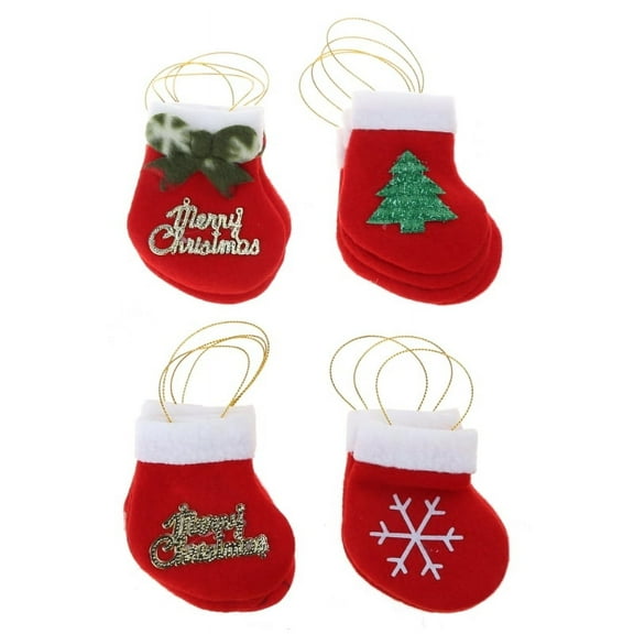 Mini Christmas Stockings 16pcs/set Merry Christmas Pendant Tree Decor Filled Gift Wrapping for Children's Candy Indoor