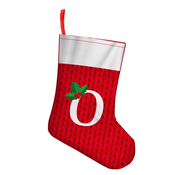 Mini Christmas Stockings, 2-Pack 7.8 Inches Embroidered Letter Christmas Stocking Knitted Initials for Family, Xmas Holiday Party Gifts & Decoration for Fireplace (O)