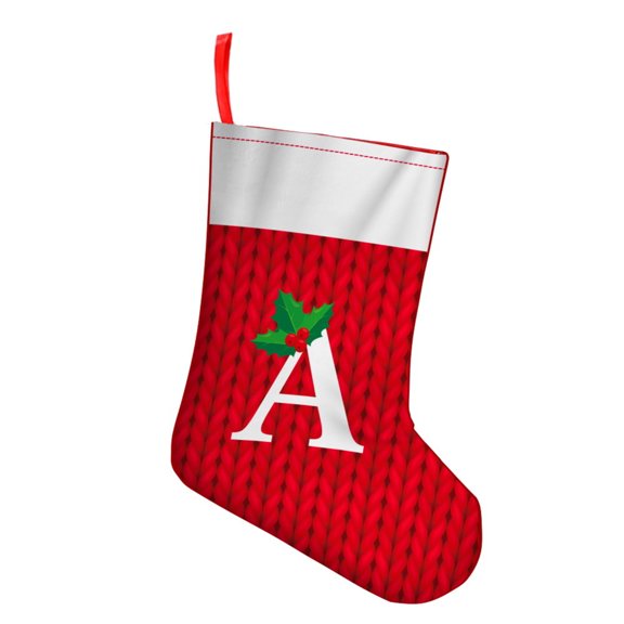 Mini Christmas Stockings, 2-Pack 7.8 Inches Embroidered Letter Christmas Stocking Knitted Initials for Family, Xmas Holiday Party Gifts & Decoration for Fireplace (A)
