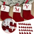 thumbnail image 1 of Mini Christmas Stockings with Initials A, 7.5Inch Letter Embroidered Xmas Stockings, Knitted Red-White Xmas Stocking Christmas Socks Bags for Christmas Party, Family Fireplace Decorations, 1 of 10
