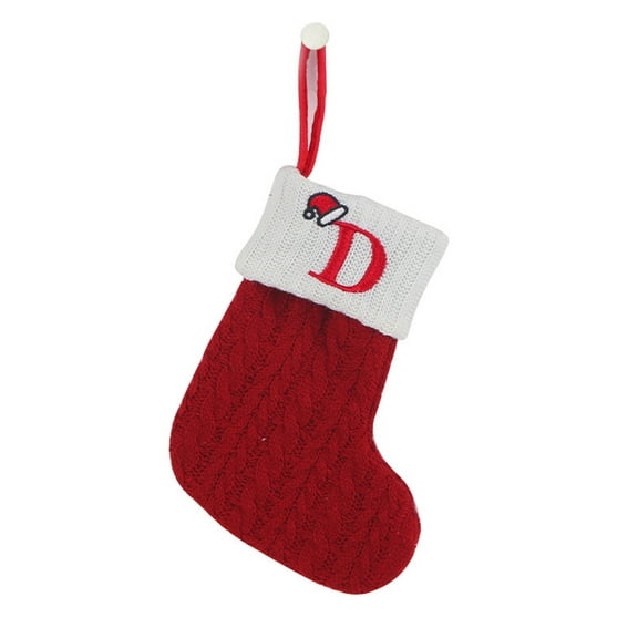 Mini Christmas Stockings Knit Embroidered Letter Xmas Stockings for Family Christmas Decoration