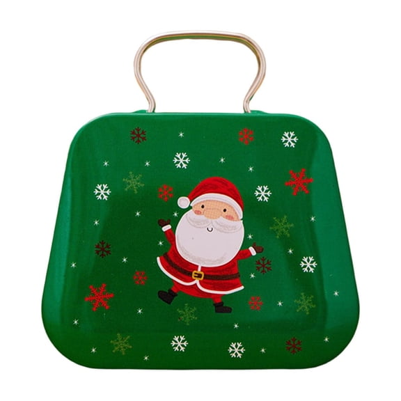 Mini Christmas Tin Handbag Candy Box, Festive Metal Cookie Tin with Holiday Pattern, Portable Storage Container