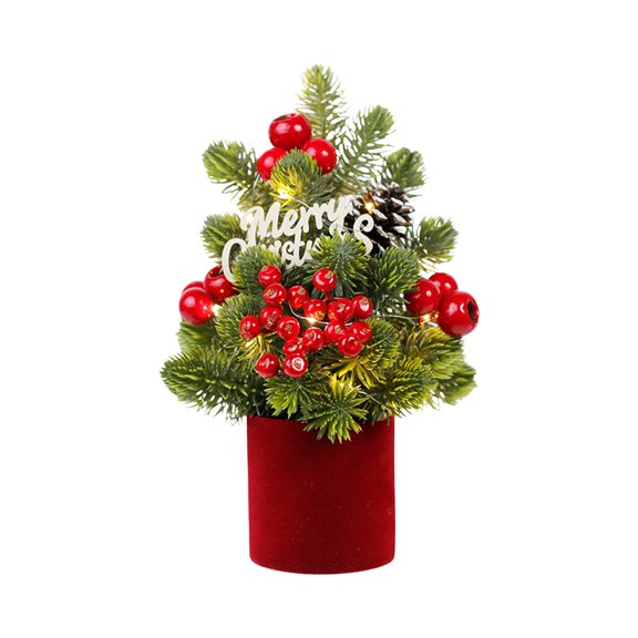 Mini Christmas Tree – 12.6" Desktop Decoration Plastic Tree with Ornaments for Table, Shelf, Office, and Home – Holiday Décor & Gift Idea