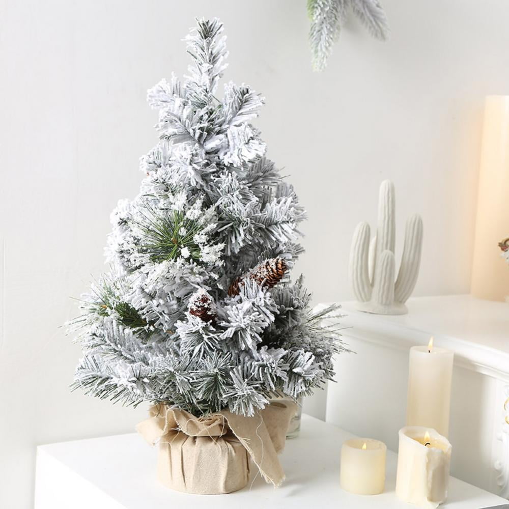 Mini Christmas Tree, 12 Inch Snow Flocked Pre-lit Tabletop Christmas ...