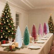 Mini Christmas Tree 17.71inch Artificial Christmas Tree Mini Sisal Snow Frosted Desktop Christmas Pine Tree For Christmas Party Home Table Craft Decorations Christmas Gift