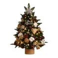 thumbnail image 1 of Mini Christmas Tree 18 Inch with Lights, Pre-Decorated Tabletop Holiday Tree with Ornaments, Bows, Pinecones, Wooden Base for Desk, Window, and Home Décor, 1 of 5