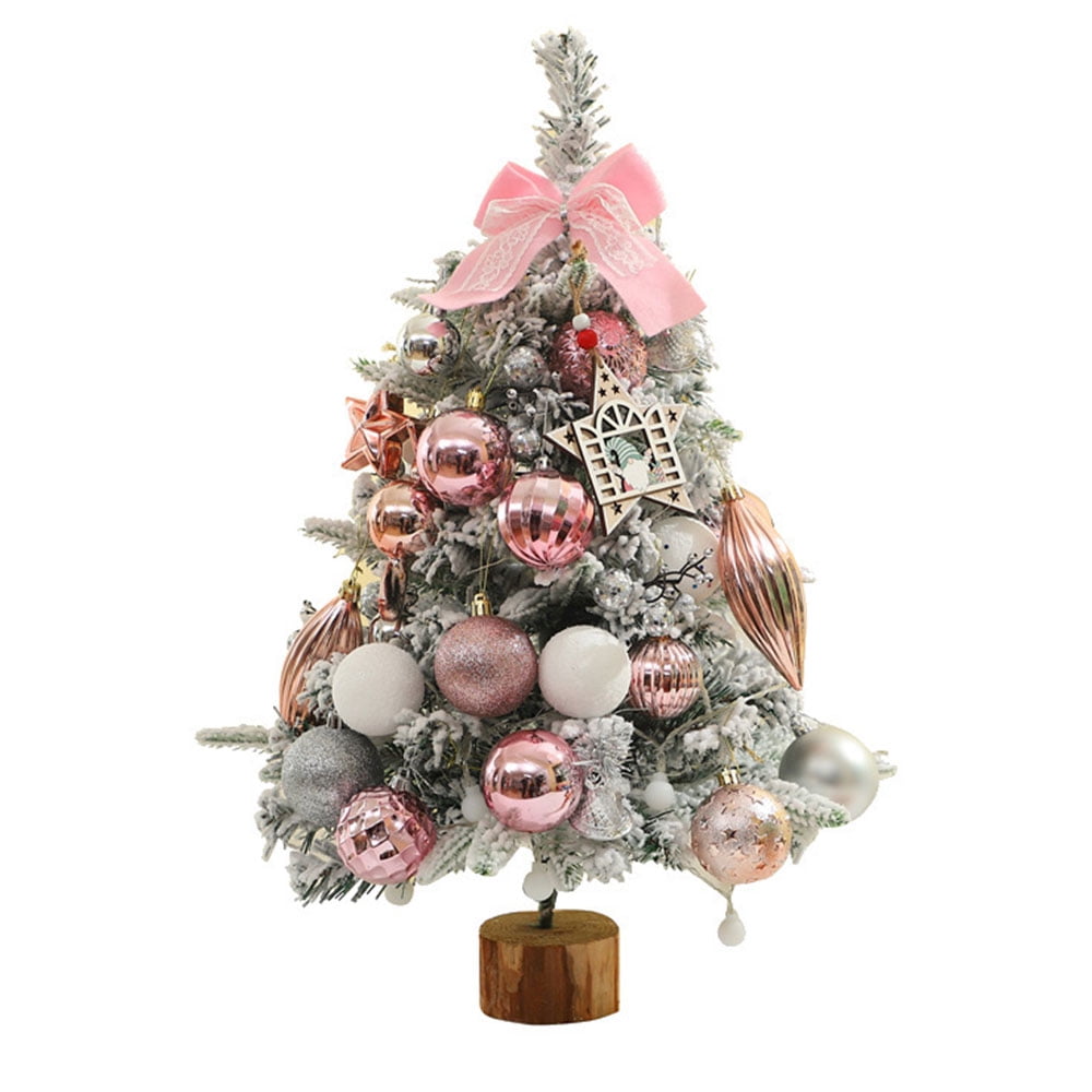 Small Pre-Decorated 18'' White Flocked Mini Christmas Tree, with