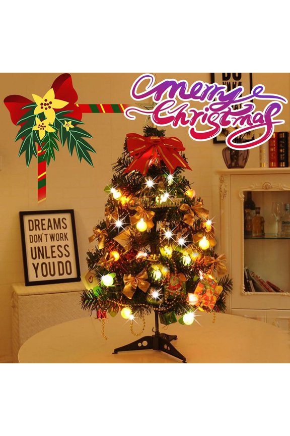 Mini Christmas Tree,23"/60cm Small Artificial Tabletop Christmas Tree with Lights