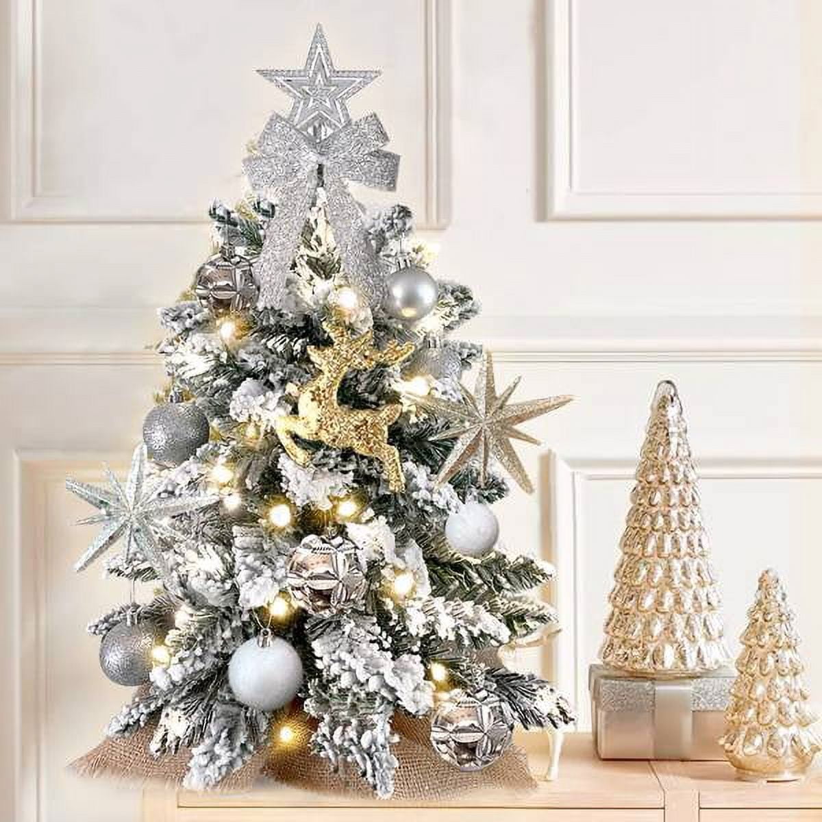 Mini Christmas Tree, 24 Inches Artificial Tabletop Christmas Tree LED ...