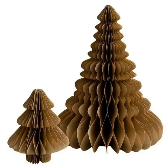 Mini Christmas Tree 3D Paper Decoration Christmas Photo Props Decoration New Year Home Decor Brown