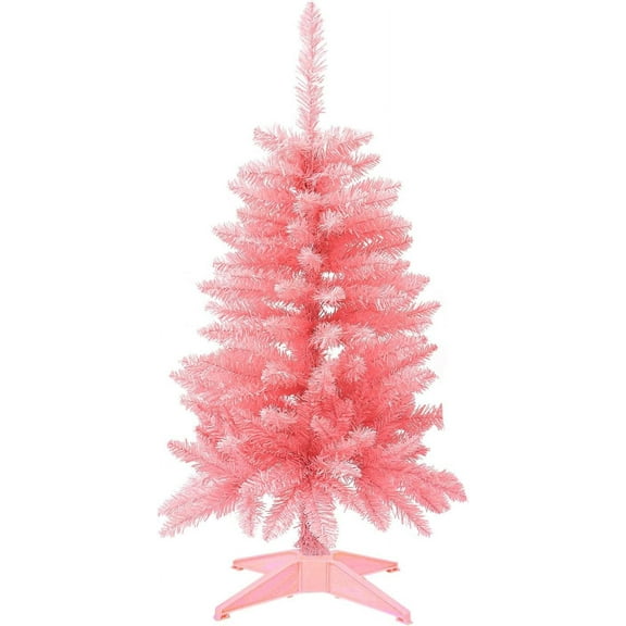 Mini Christmas Tree 2FT Artificial Desktop Xmas Tree for Holiday Decor 160 Branch Tips,Hot Pink