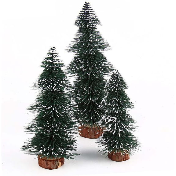 Mini Christmas Tree 3Pcs Bottle Brush Christmas Trees Artificial Tiny Table Top Miniature Tree White Sisal Snow Frost Fake Trees for Xmas Indoor Tabletop Desk Desktop Bedroom Decorations