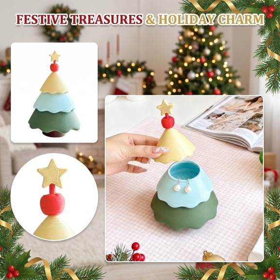 Mini Christmas Tree, 4.5 X 4.5 X 7 Inch Indoor Christmas Decorations, Cute Tiered Christmas Tree Decor for Tabletop Display, Home Holiday Accent 1 Pack
