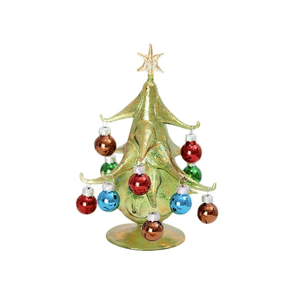 Mini Christmas Tree 6.96x2.75inch Multicolore Vintage Glass Christmas Tree with Removable Ball Ornaments Creatives Desktop Ornaments Christmas Ornaments for Xmas Holiday Party Home Decor Gifts