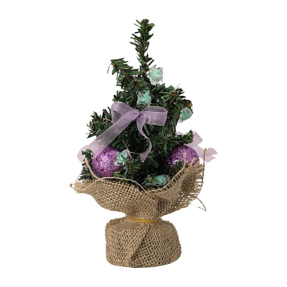 Mini Christmas Tree 7.87" Artificial Tabletop Xmas Tree with Linen Base - for Home, Kitchen & Dining Table Holiday Decor