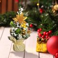 thumbnail image 1 of Mini Christmas Tree, 8.7 Inch Pre-Decorated Tabletop Tree with Burlap Base for Desk Shelf Holiday Display, 1PC, 1 of 5