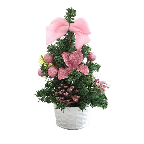 Mini Christmas Tree 8 Inch – Desktop PVC Tree with Ornaments, Bows & Cones – Small Xmas Decoration for Home, Office, Classroom & Holiday Party Display