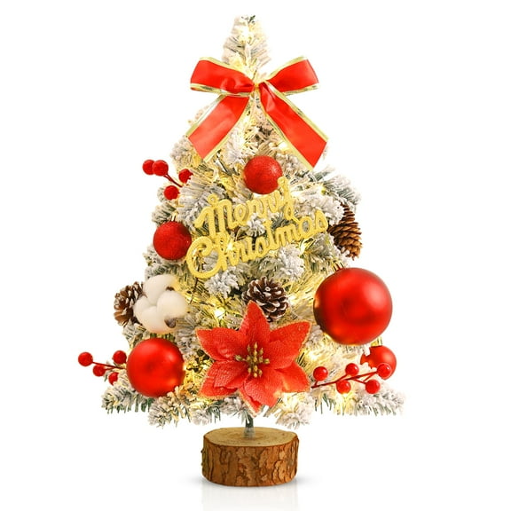 Mini Christmas Tree Artificial Christmas Tree Tabletop Small Xmas Tree for Christmas Party Decor Red 17.7 Inch Red