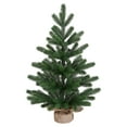 thumbnail image 1 of Mini Christmas Tree - Artificial Small Tree with PE Branches, Burlap Base, Green, for Home Party Decoration for Kitchen Dining Room Window, Non-Lit, 19.7Inch, 1 of 7