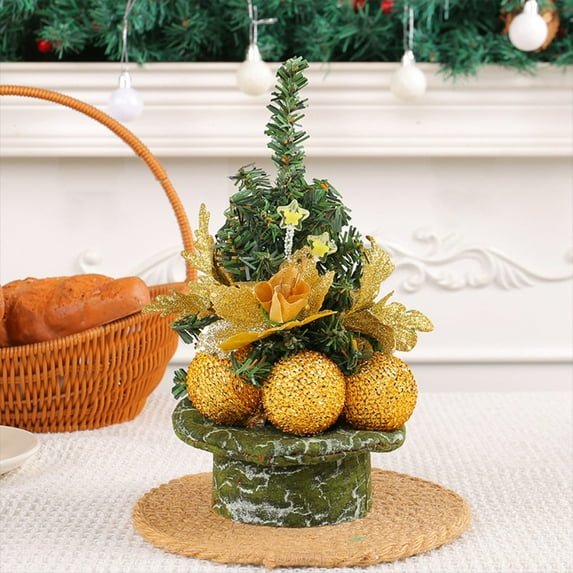 Mini Christmas Tree Decor for Desk - 8.6 Inch Small Artificial Tabletop Holiday Decorations,Lightweight Plastic Festive Xmas Tree Ornament for Office,Home,Shelf,Gift Wrapping,Party