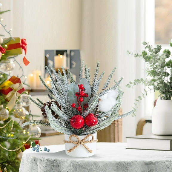 Mini Christmas Tree Decorations for Desktop, Artificial Tabletop Holiday Tree for Christmas Decor, Festive Bedroom and Living Room Ambiance, Stocking Stuffer Or Hostess Gift for Seasonal Akmoler