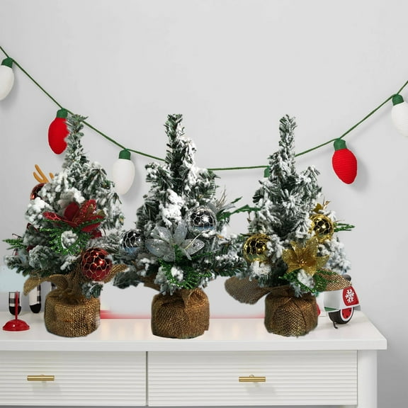 Mini Christmas Tree with Decorations, Desktop Christmas Tree for Holiday Decor, Family Gathering Tabletop Centerpiece, Small Artificial Christmas Tree for Home Office Mantel Display Sopatenor