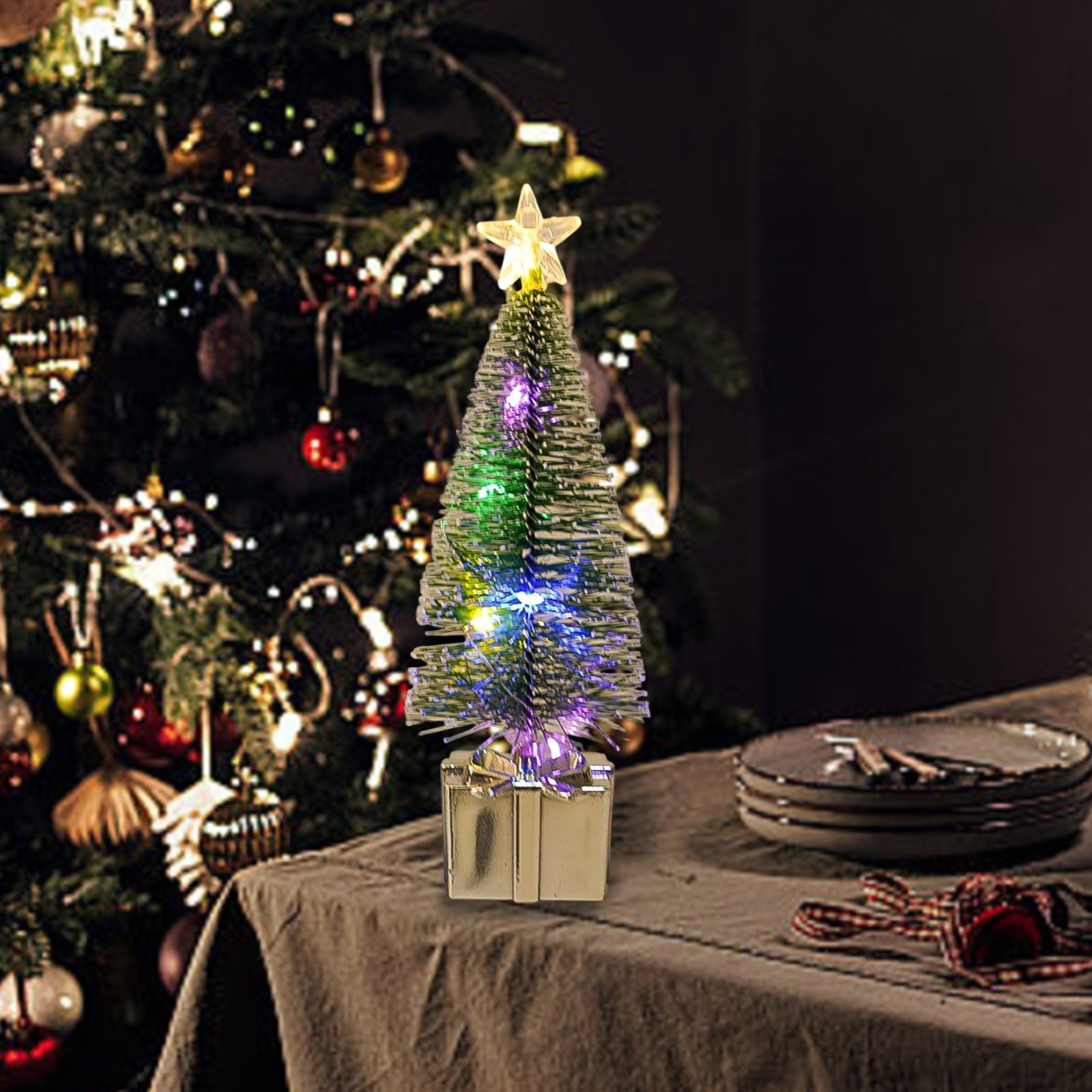 Mini Christmas Tree with Lights, 1 Pack Tabletop Christmas Tree with ...