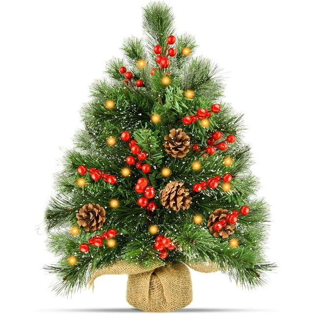 Mini Christmas Tree With Lights 20inch Table Top Miniature Christmas Trees Pre Lit Artificial 