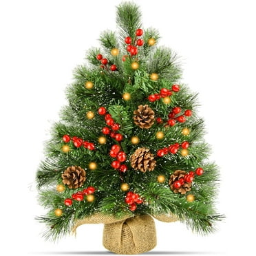 ZOELNIC LED Artificial Mini Christmas Tree Tabletop Desk Ornaments Xmas ...