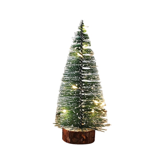 Mini Christmas Tree with Lights, Small Table Top Decorations, Desktop Miniature Pine Tree Xmas Holiday Decor Indoor Home, Small Pine Trees with Wooden Base for Home Xmas Decor