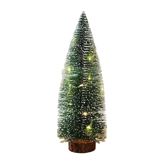 Mini Christmas Tree with Lights, Small Table Top Decorations, Desktop Miniature Pine Tree Xmas Holiday Decor Indoor Home, Small Pine Trees with Wooden Base for Home Xmas Decor