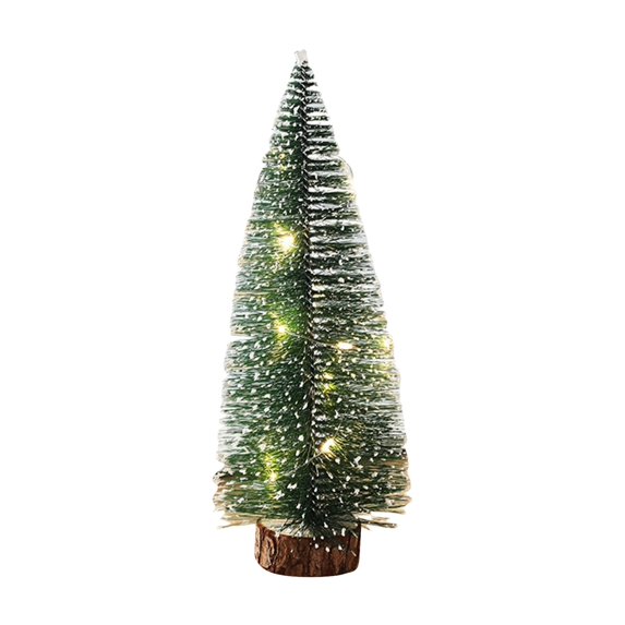 Mini Christmas Tree with Lights, Small Table Top Decorations, Desktop Miniature Pine Tree Xmas Holiday Decor Indoor Home, Small Pine Trees with Wooden Base for Home Xmas Decor
